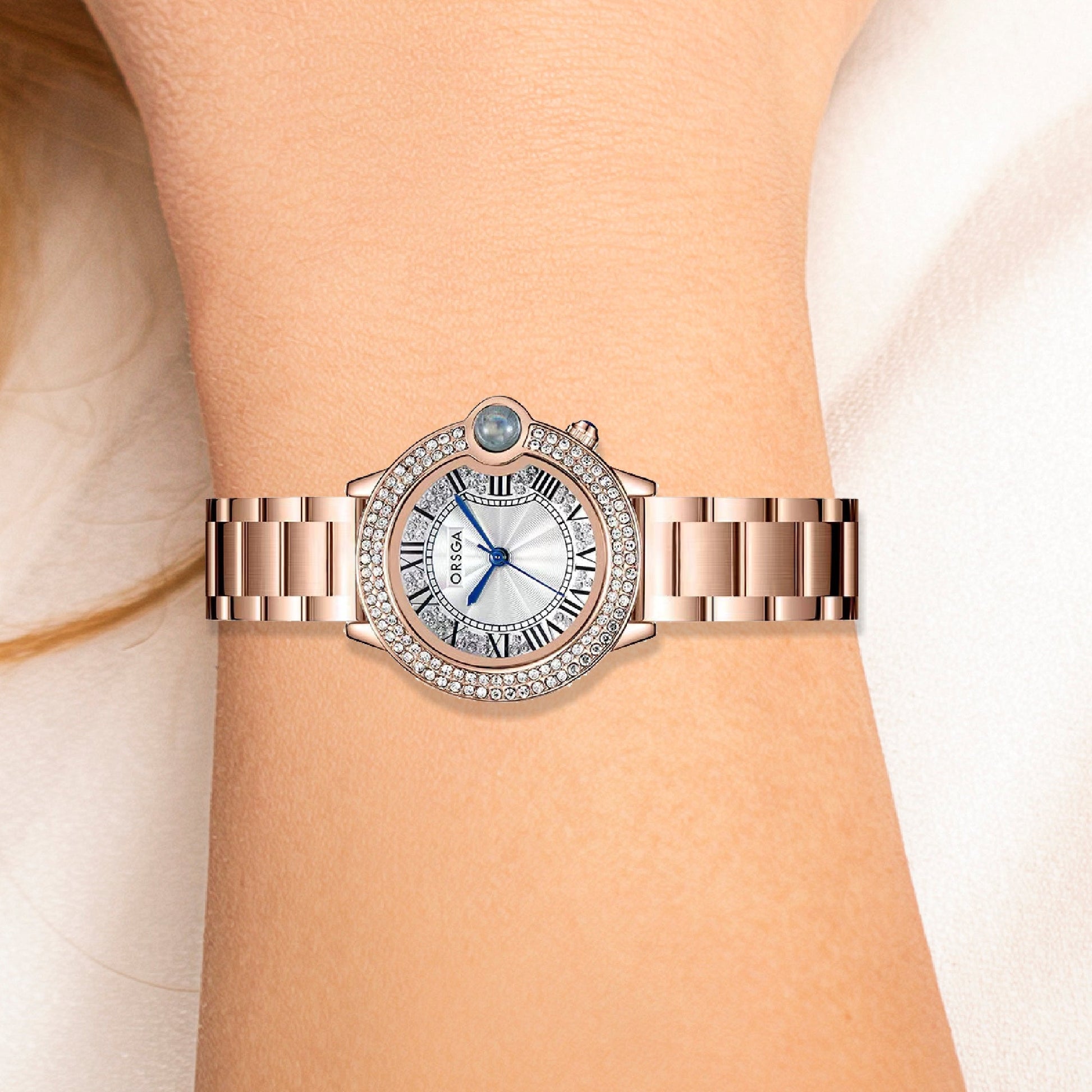 ESQUE Diamond Studded Dial Gold Watch