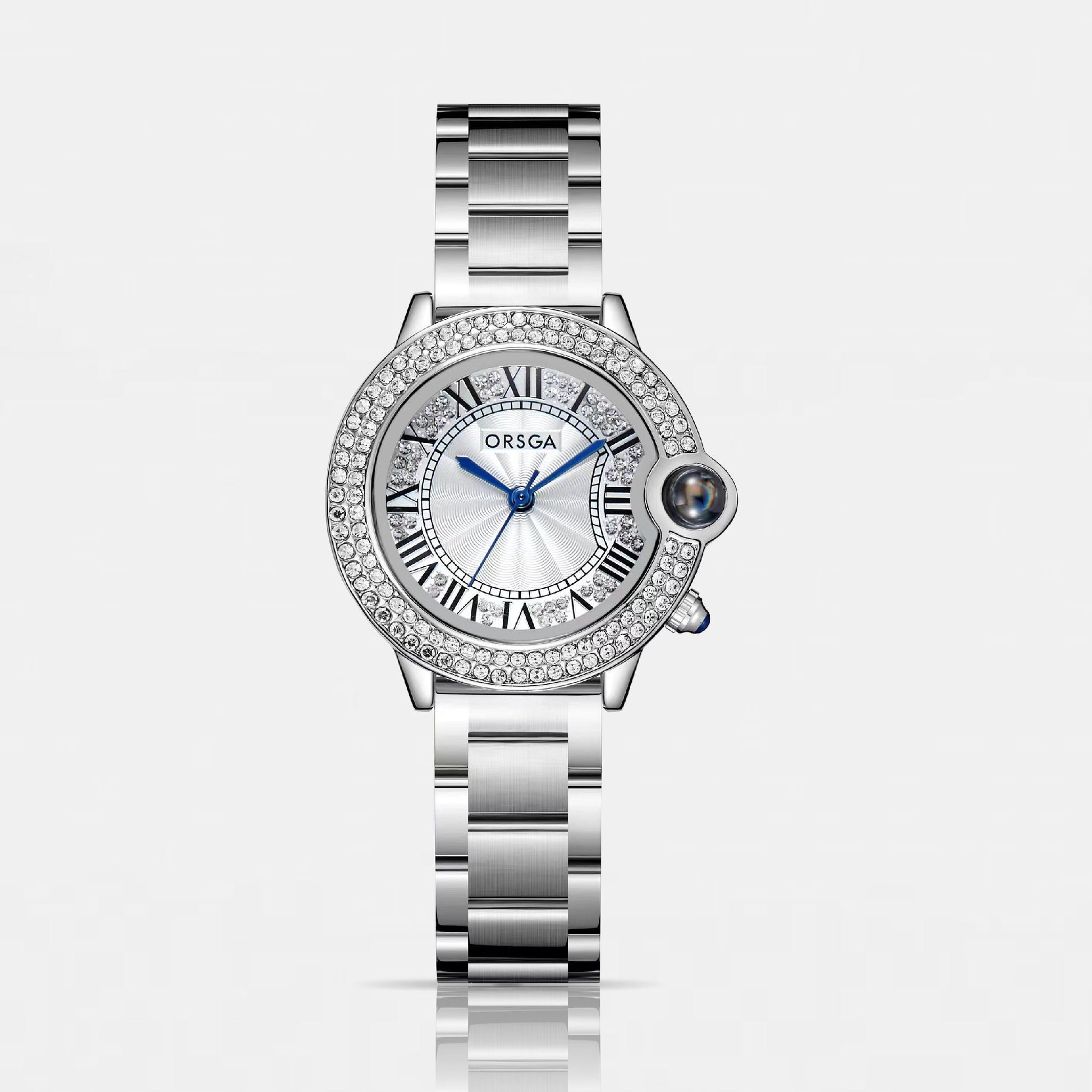 ESQUE Diamond Studded Dial Silver Watch