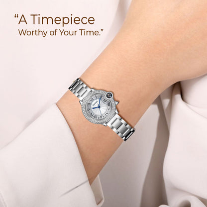 ESQUE Diamond Studded Dial Silver Watch