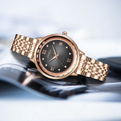 ONYX Women Watch - Black Dial Rose Gold