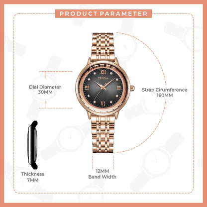 ONYX Women Watch - Black Dial Rose Gold