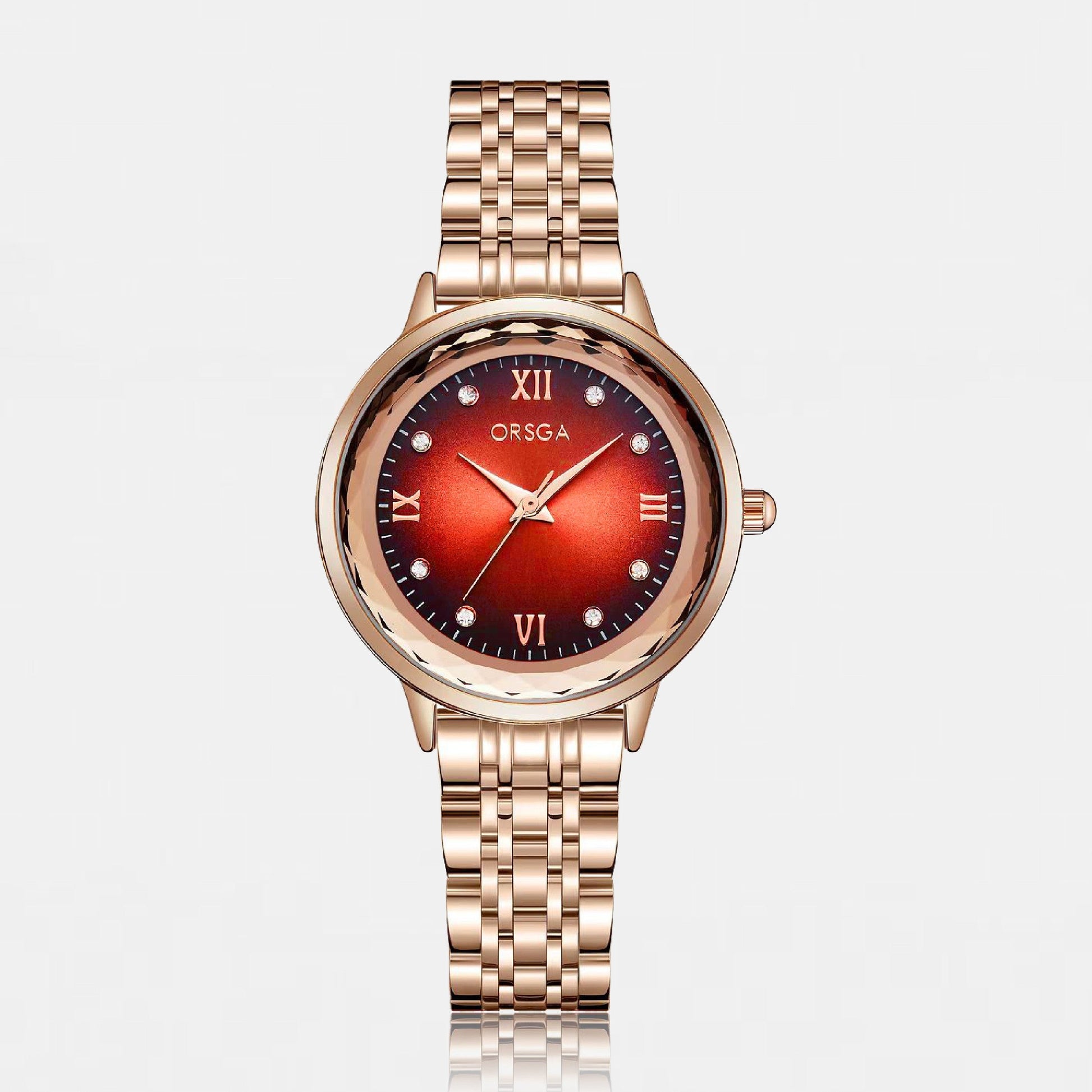 ONYX Women Watch - Red Dial Rose Gold