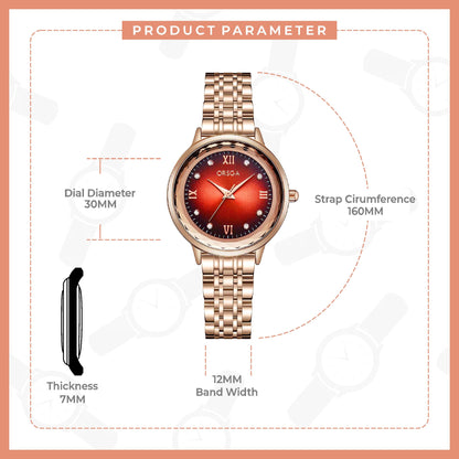 ONYX Women Watch - Red Dial Rose Gold