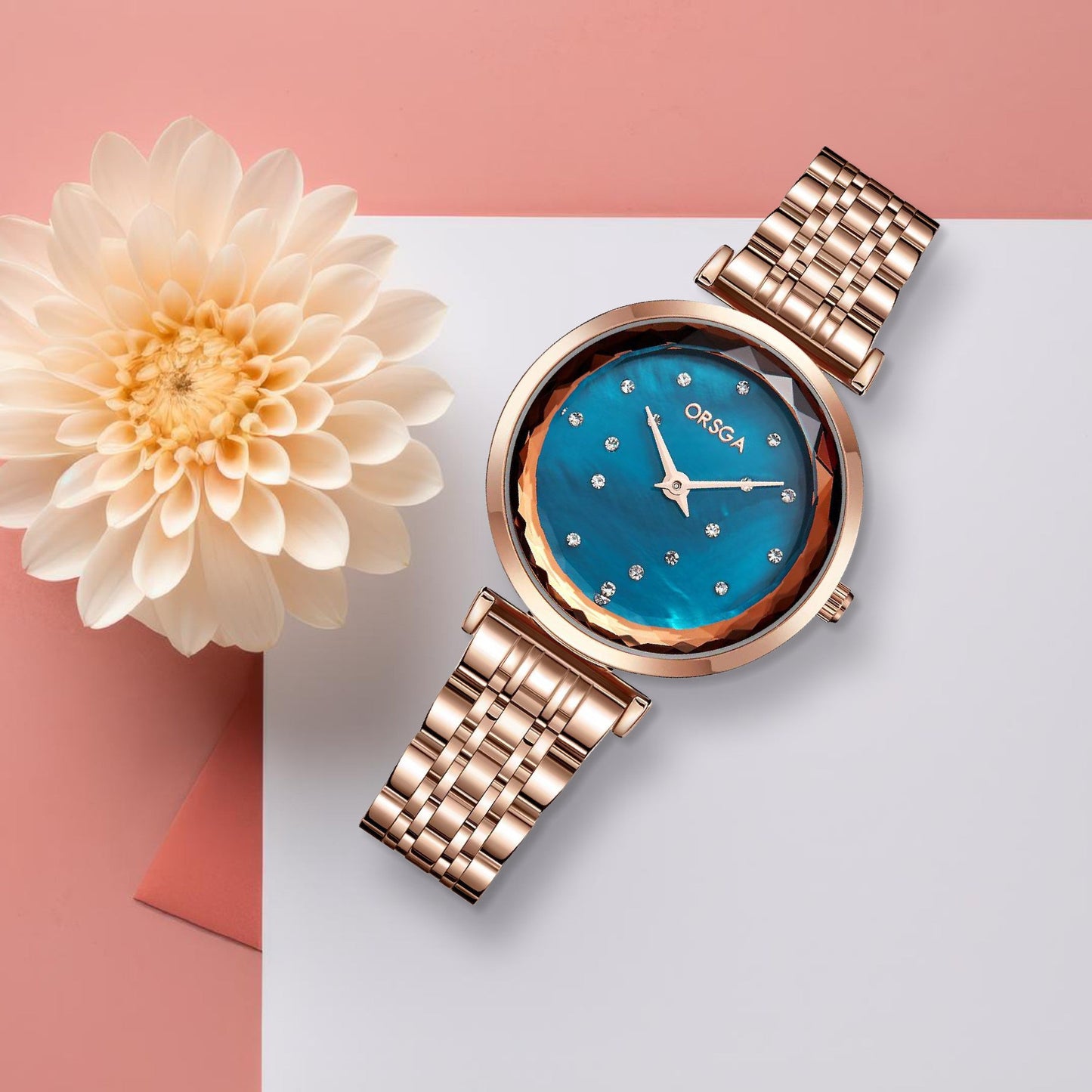 ASTER Blue Rose Gold Women Watch