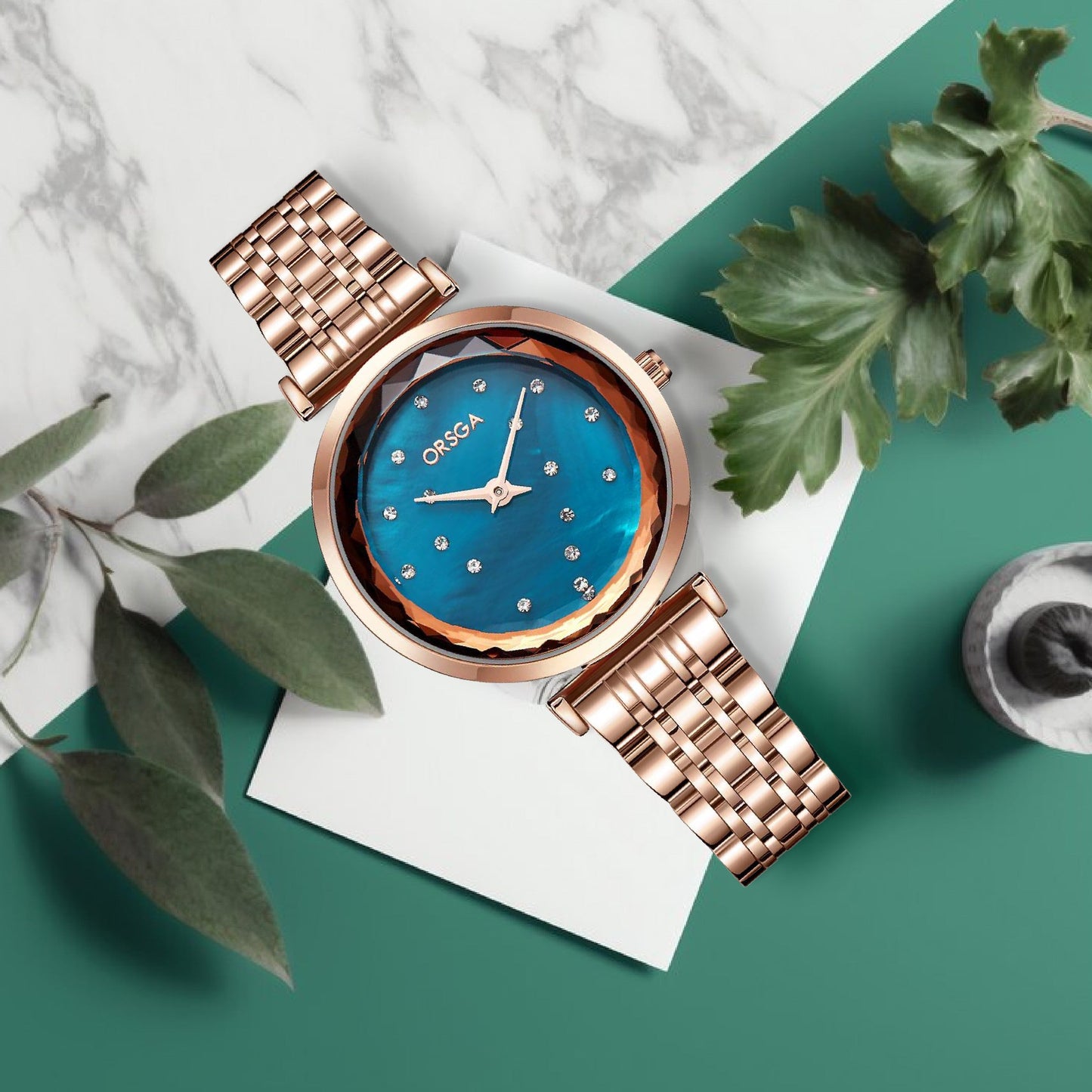 ASTER Blue Rose Gold Women Watch