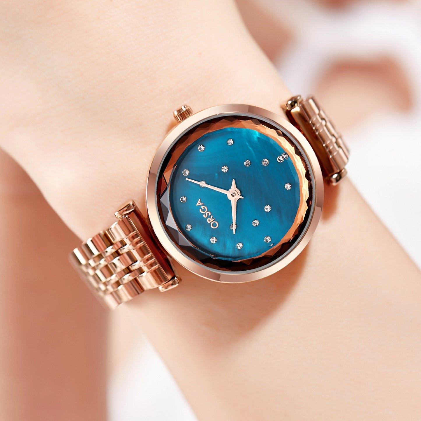 ASTER Blue Rose Gold Women Watch