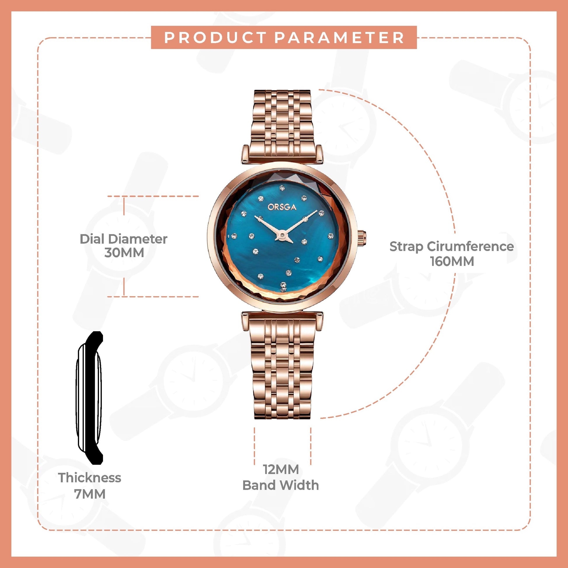 ASTER Blue Rose Gold Women Watch