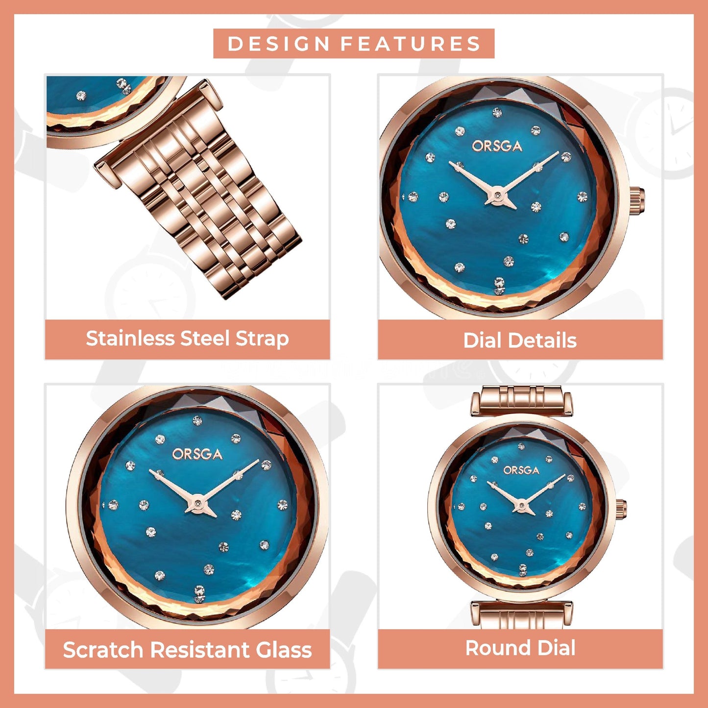 ASTER Blue Rose Gold Women Watch