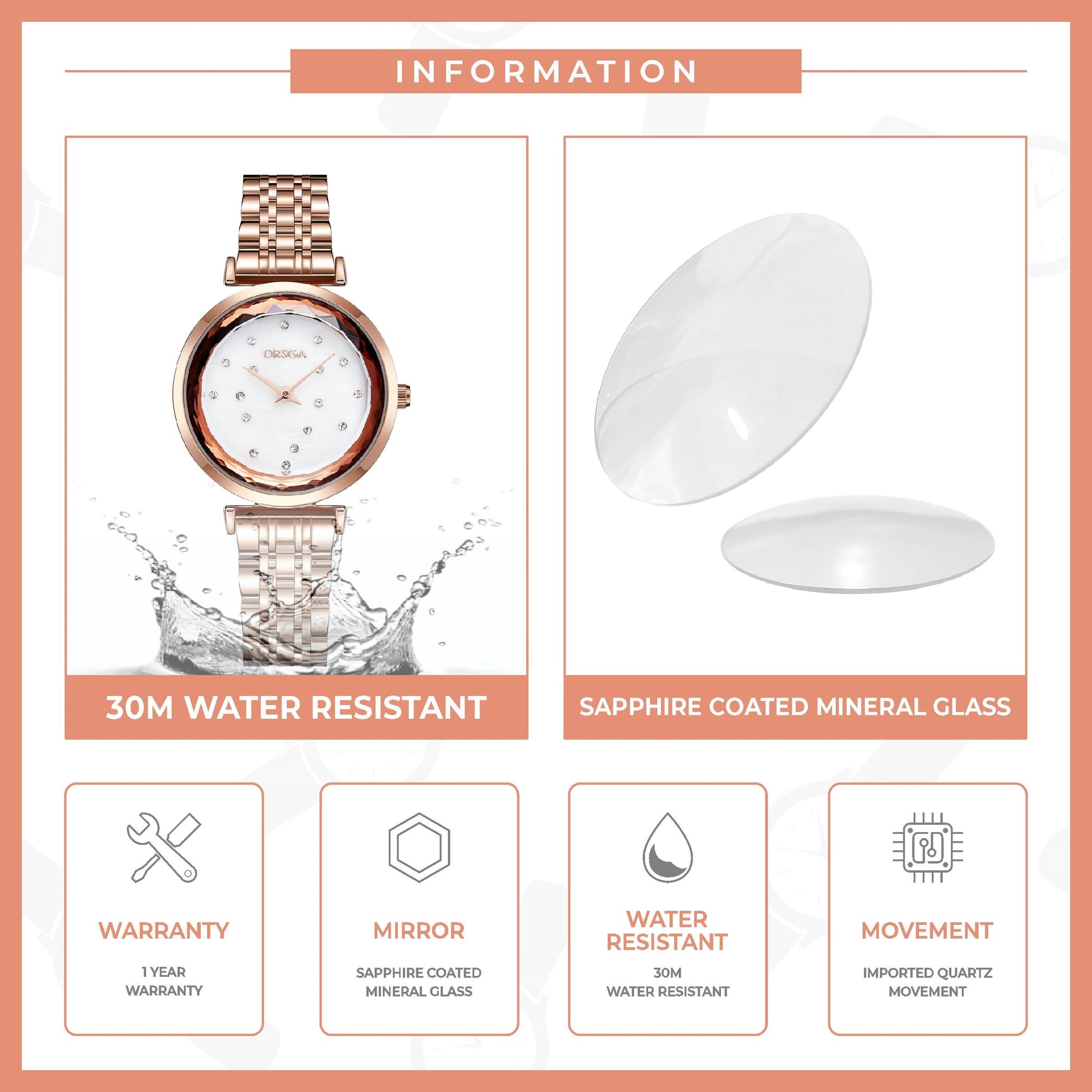 ASTER White Rose Gold Women Watch