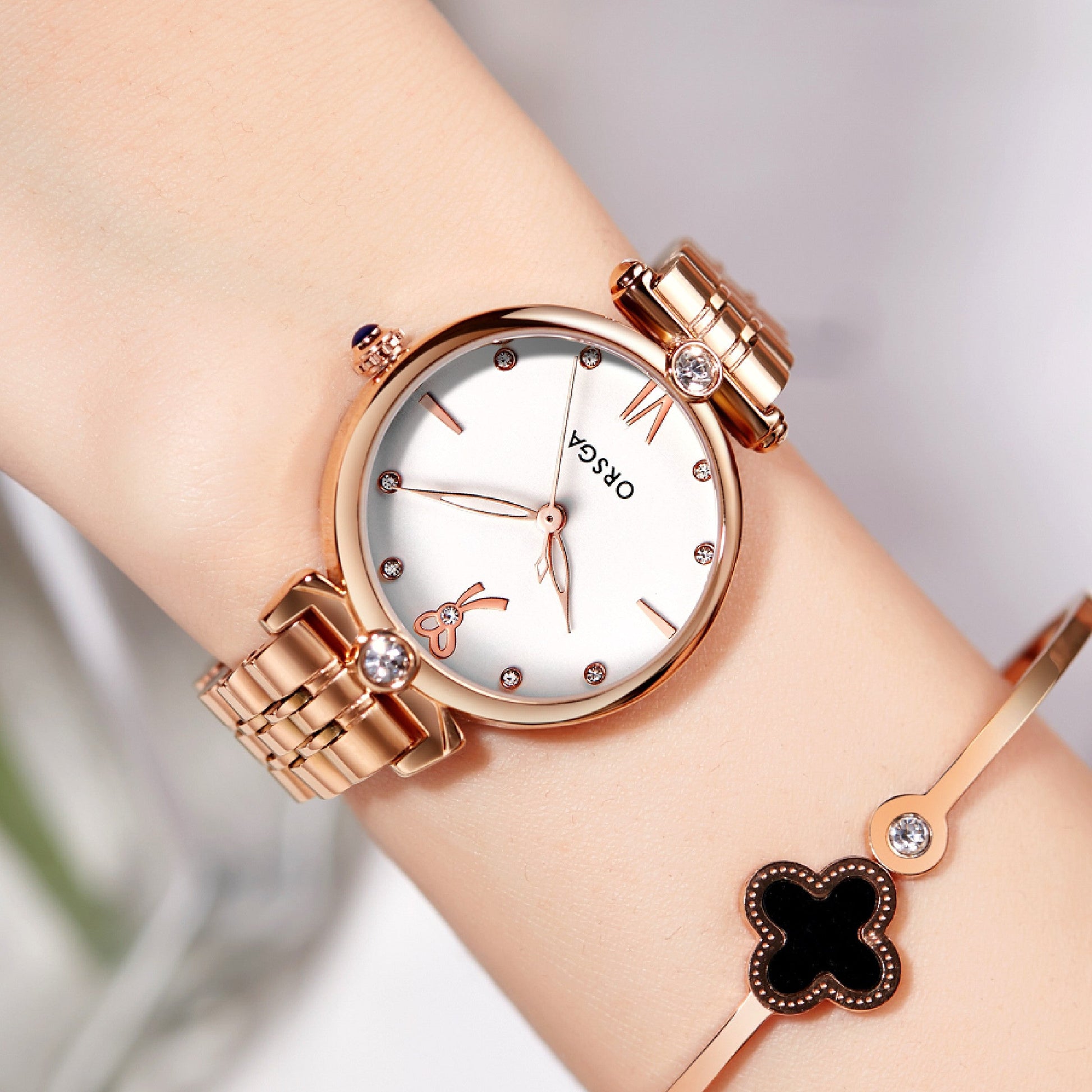 LYRA White Rose Gold Women Watch