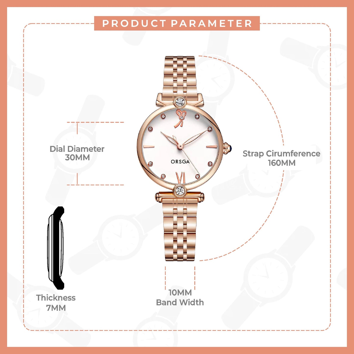 LYRA White Rose Gold Women Watch