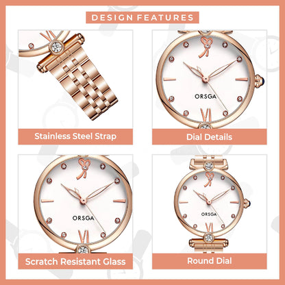 LYRA White Rose Gold Women Watch