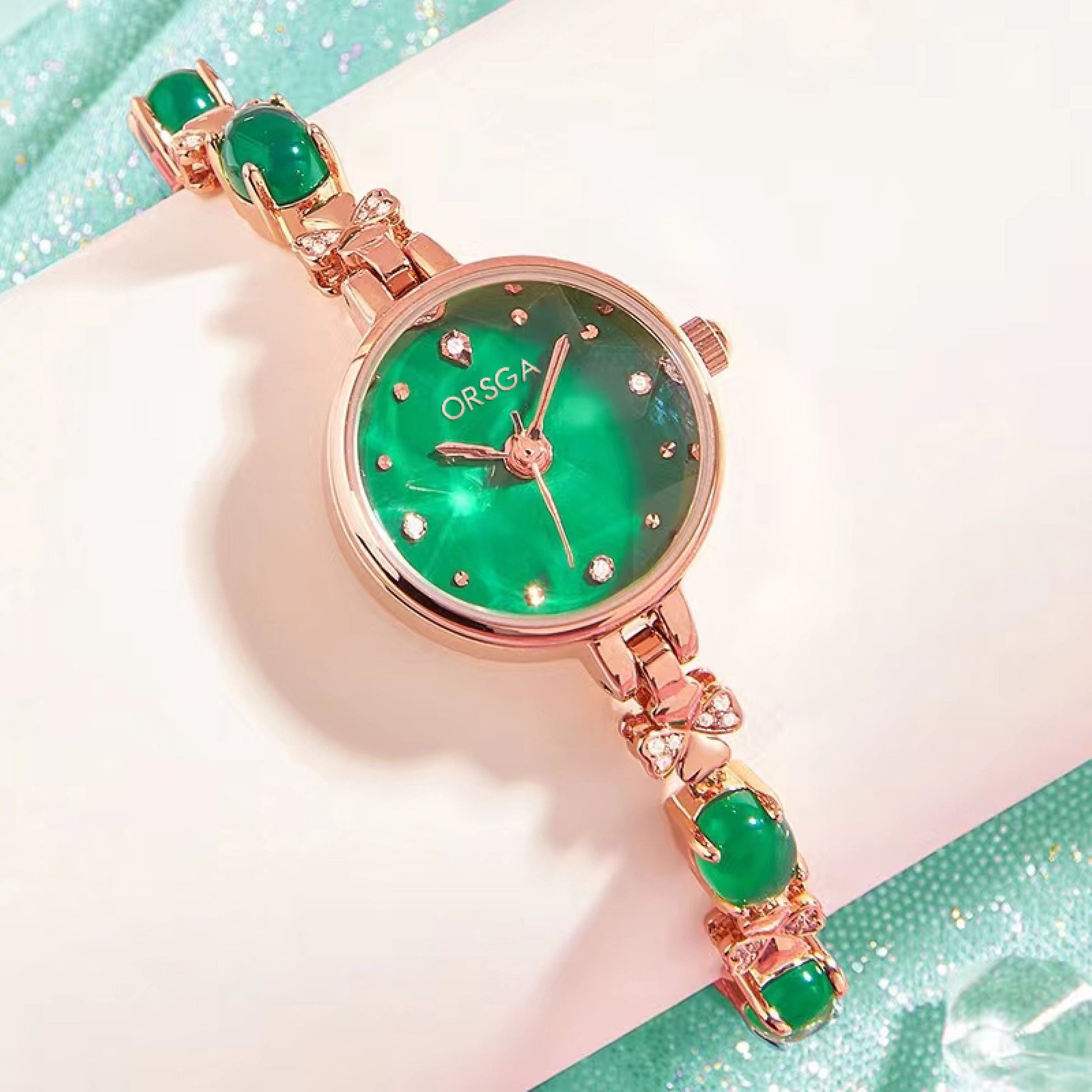 JADEIRE Round Jade Bracelet Women Watch