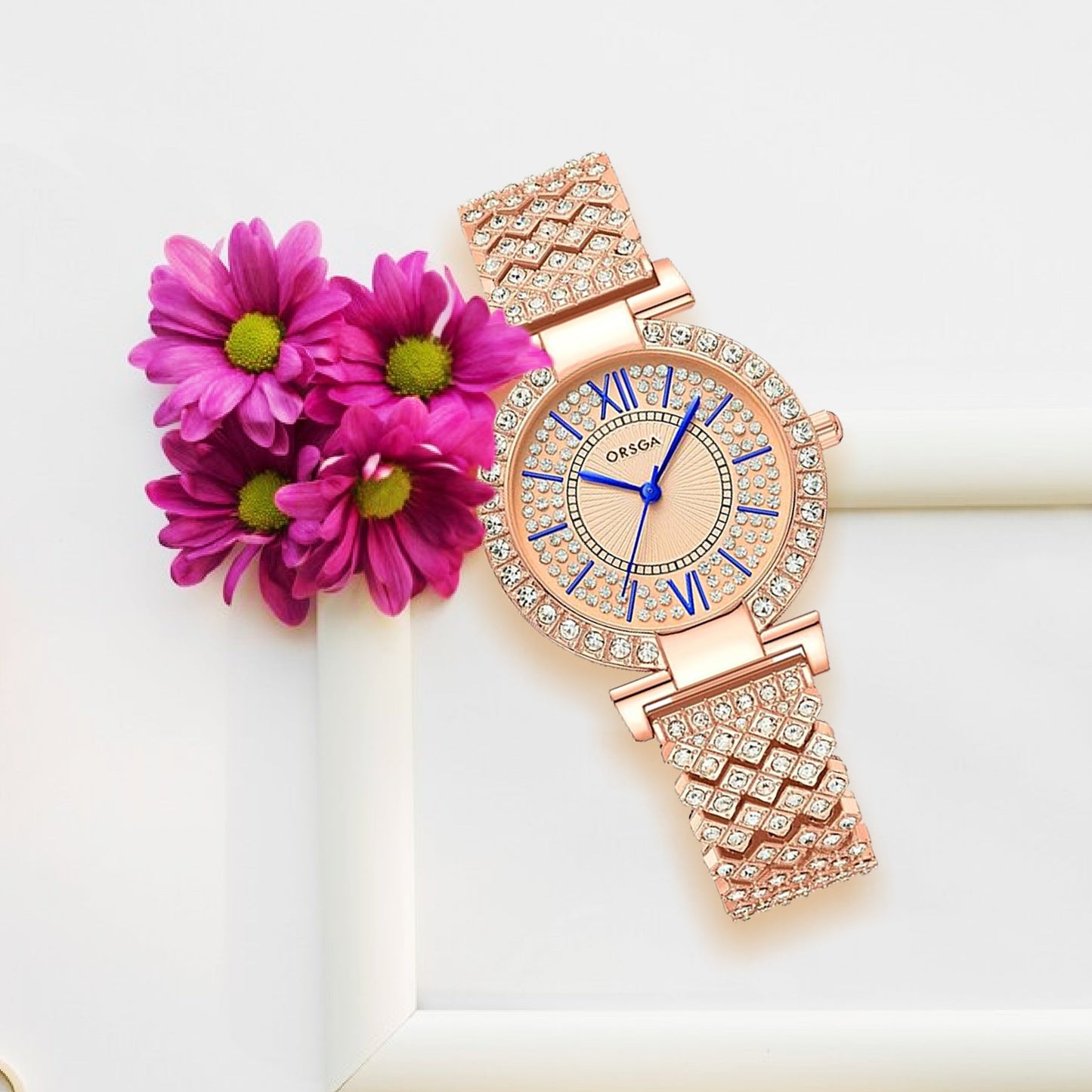 CELESTIA Studded Rose Gold Watch