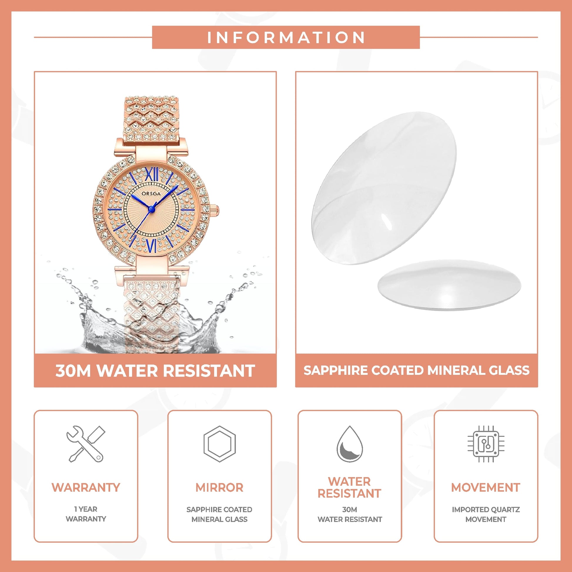 CELESTIA Studded Rose Gold Watch