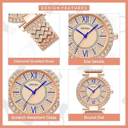 CELESTIA Studded Rose Gold Watch