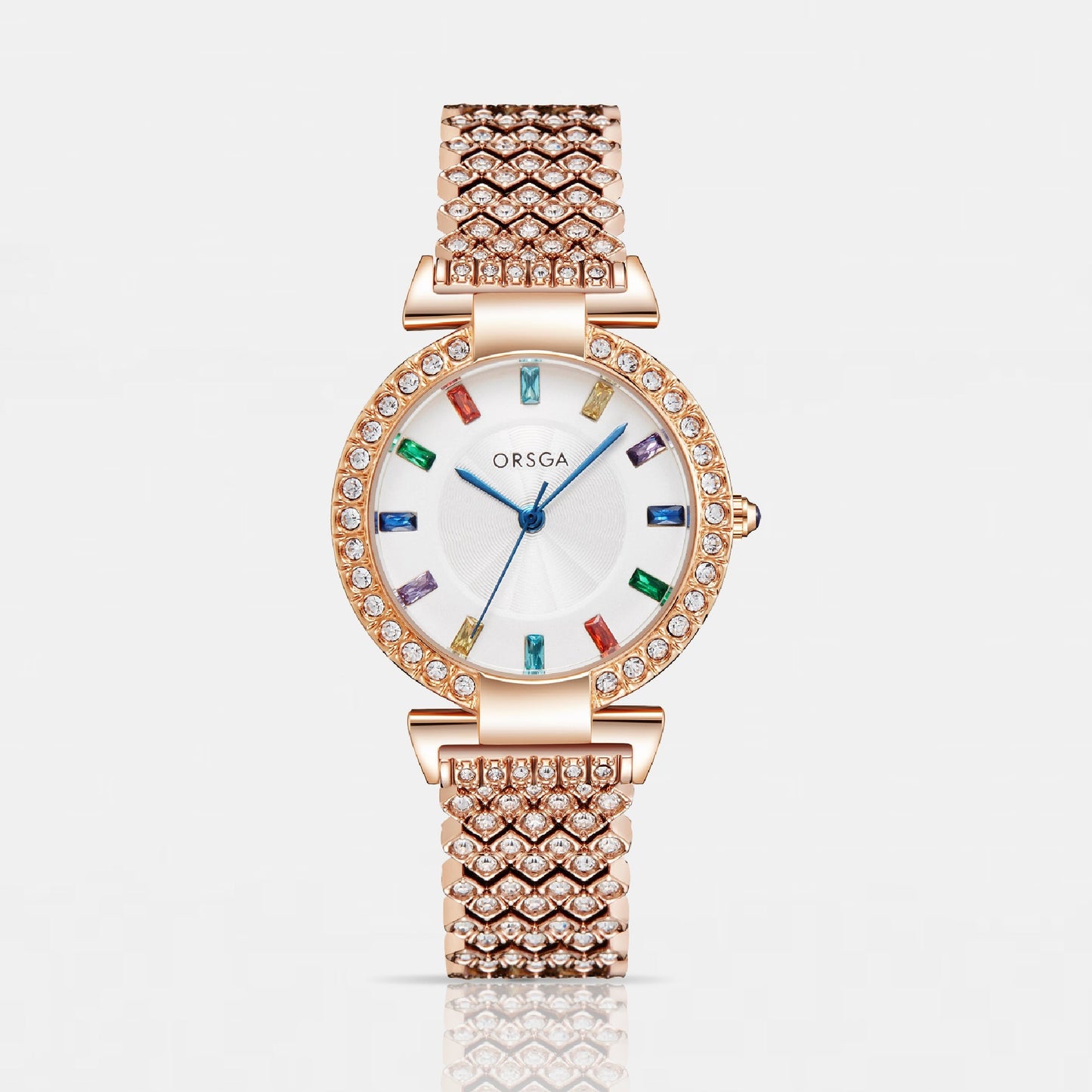 SERENE Multicolor Studded Gold Watch