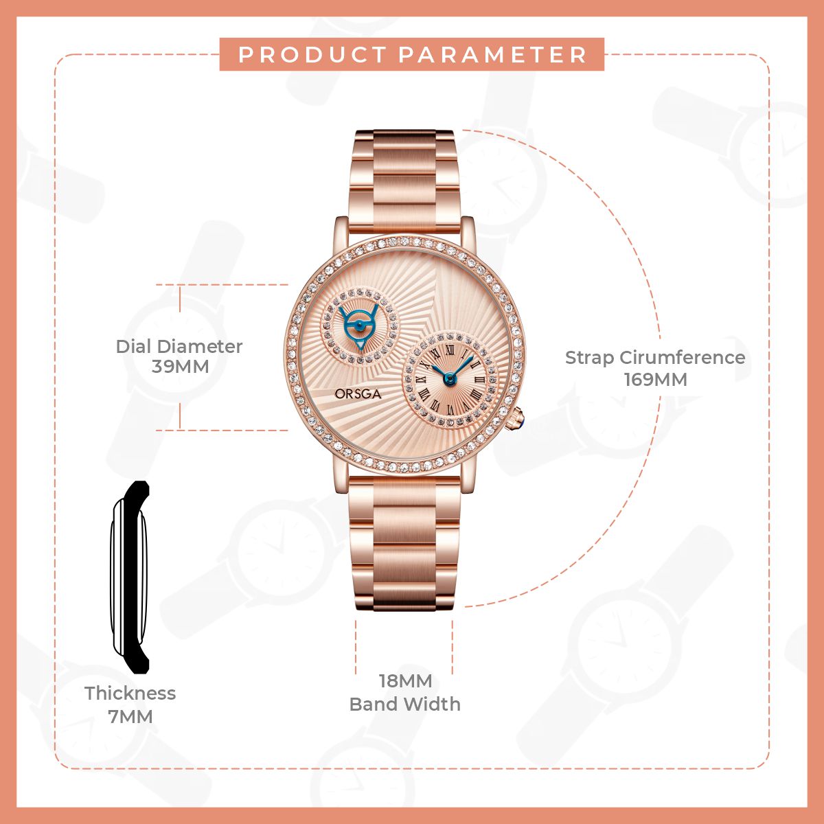 BRILLEN Rose Gold Women Watch