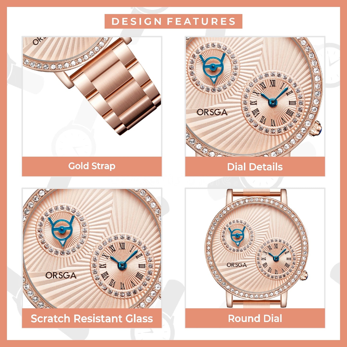 BRILLEN Rose Gold Women Watch